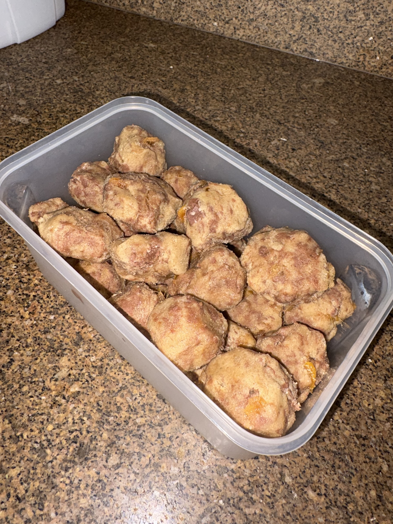 foto das bolinhas de massa que levei para congelar